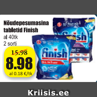 Allahindlus - Nõudepesumasina tabletid Finish