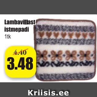 Allahindlus - Lambavillast istmepadi 1 tk