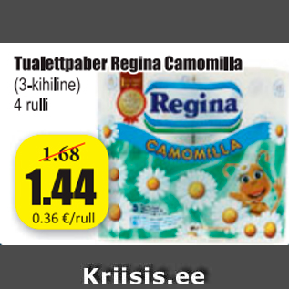 Allahindlus - Tualettpaber Regina Camomilla