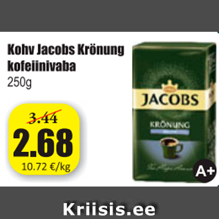 Allahindlus - Kohv Jacobs Krönung kofeiinivaba 250 g