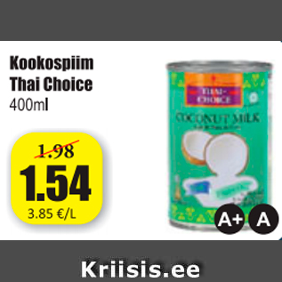 Allahindlus - Kookospiim Thai Choice 400 ml