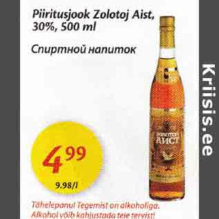 Allahindlus - Piiritusjook Zolotoj Aist, 30%,500 ml