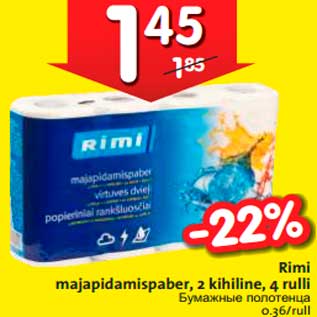 Allahindlus - Rimi majapidamispaber, 2 kihiline, 4 rulli