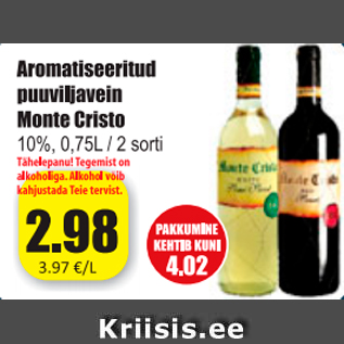 Allahindlus - Aromatiseeritud puuviljavein Monte Cristo