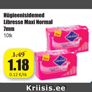 Allahindlus - Hügieenisidemed Libresse Maxi Normal 7 ml, 10 tk