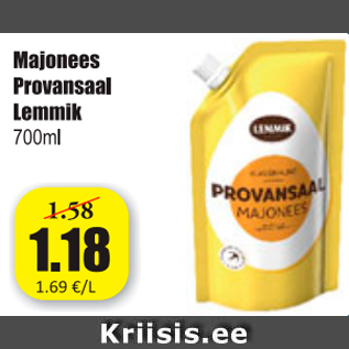 Allahindlus - Majonees Provansaal Lemmik 700 ml