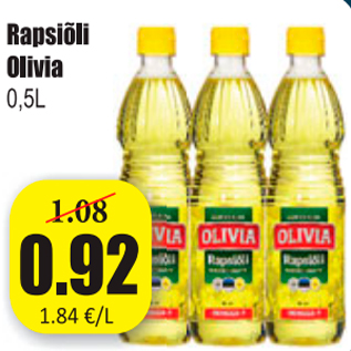 Allahindlus - Rapsiõli Olivia 0,5 L