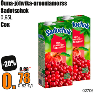 Allahindlus - Õuna-jõhvika-arooniamorss Sadotschok 0,95L