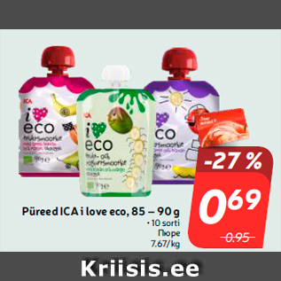 Allahindlus - Püreed ICA i love eco, 85 – 90 g