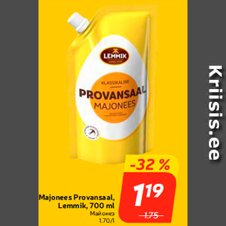 Allahindlus - Majonees Provansaal, Lemmik, 700 ml