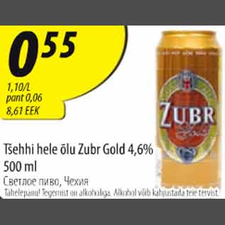 Allahindlus - Tšehhi hele õlu Zubr Gold