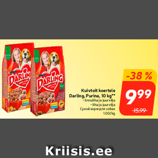 Allahindlus - Kuivtoit koertele Darling, Purina, 10 kg**