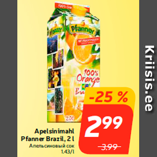 Allahindlus - Apelsinimahl Pfanner Brazil, 2 l