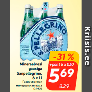 Allahindlus - Mineraalvesi gaasiga Sanpellegrino, 6 x 1 l