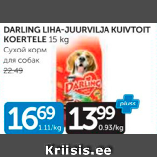 Allahindlus - DARLING LIHA-JUURVILJA KUIVTOIT KOERTELE 15 kg