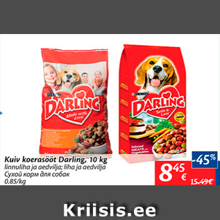 Allahindlus - Kuiv koerasööt Darling, 10 kg