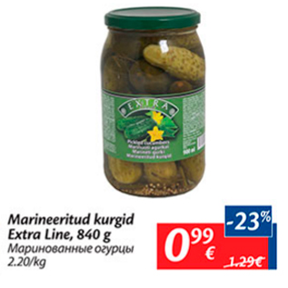 Allahindlus - Marineeritud kurgid Extra Line, 840 g