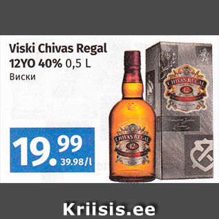 Allahindlus - Viski Chivas Regal 12YO 40% 0,5 L