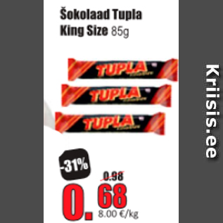 Allahindlus - Šokolaad Tupla King Size 85 g