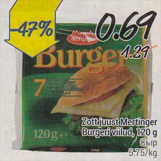 Allahindlus - Zott juust Mertinger Burgeri viilud, 120 g