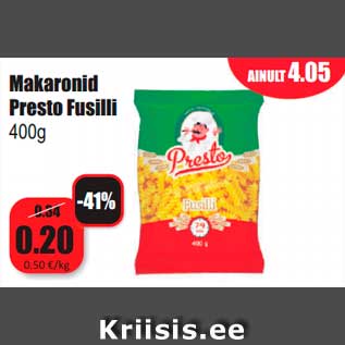 Allahindlus - Makaronid Presto Fusilli 400g