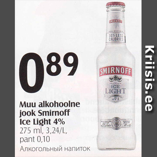 Allahindlus - Muu alkohoolne jook Smirnoff Ice Light