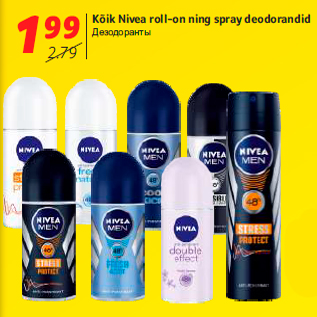 Allahindlus - Kõik Nivea roll-on ning spray deodorandid