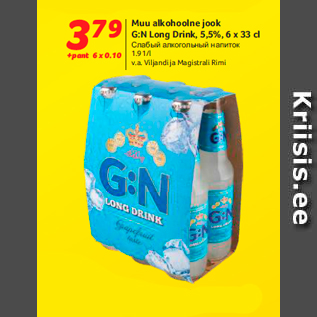 Allahindlus - Muu alkohoolne jook G:N Long Drink, 5,5%, 6 x 33 cl