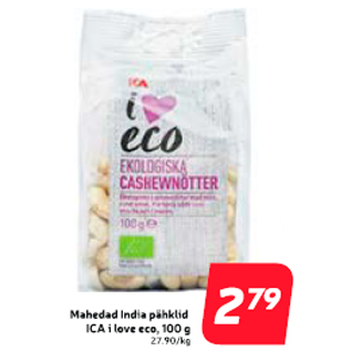 Allahindlus - Mahedad India pähklid ICA i love eco, 100 g