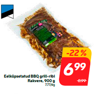 Allahindlus - Eelküpsetatud BBQ grill-ribi Rakvere, 900 g