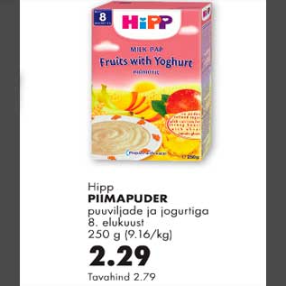 Allahindlus - Piimapuder puuvilja ja jogurtiga 8. elukust 250g