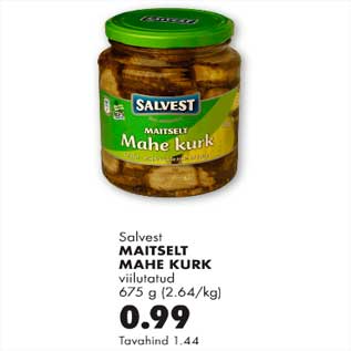 Allahindlus - Maitselt mahe kurk viilutatud 675g