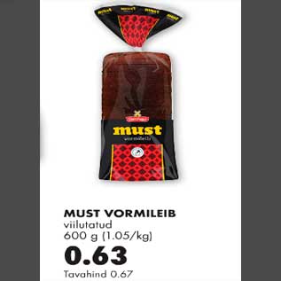 Allahindlus - Must vormileib viilutatud 600g