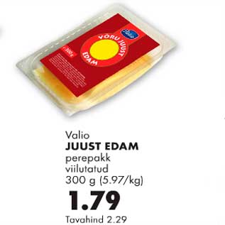 Allahindlus - Juust Edam perepakk viilutatud 300g