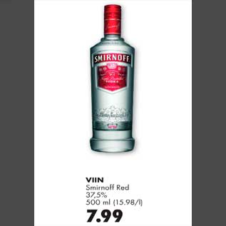 Allahindlus - Viin Smirnoff Red 37,5%, 500ml