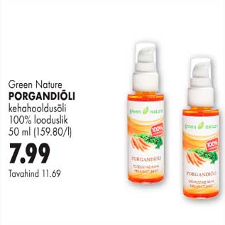 Allahindlus - Porgandiõli kehahooldusõli 100% looduslik 50ml