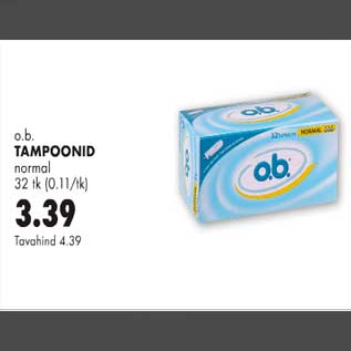 Allahindlus - o.b. Tampoonid normal 32tk