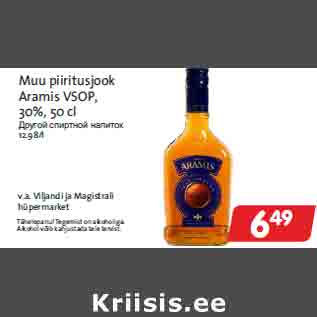 Allahindlus - Muu piiritusjook Aramis VSOP, 30%, 50 cl