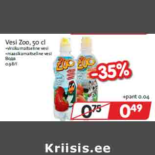 Allahindlus - Vesi Zoo, 50 cl •virsikumaitseline vesi •maasikamaitseline vesi