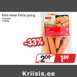 Allahindlus - Rimi viiner Extra, 500 g