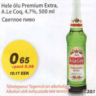 Allahindlus - Hele õlu Premium Extra, A.Le Coq