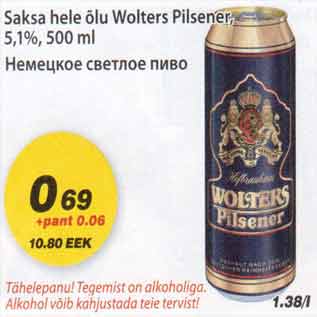 Allahindlus - Saksa hele õlu Wolters Pilsner