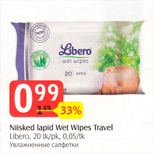 Allahindlus - Niisked lapid Wet Wipes Travel