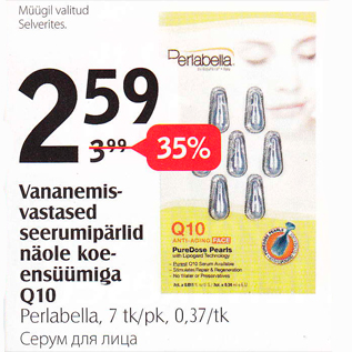 Allahindlus - Vananemisvastased seerumipärlid näole koeensüümiga Q10, Perlabella, 7 tk/pk