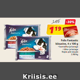 Allahindlus - Felix Fantastic kiisueine, 4 x 100 g