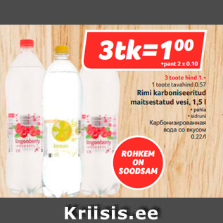 Allahindlus - Rimi karboniseeritud maitsestatud vesi, 1,5 l