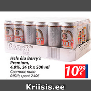 Allahindlus - Hele õlu Barry´s Premium