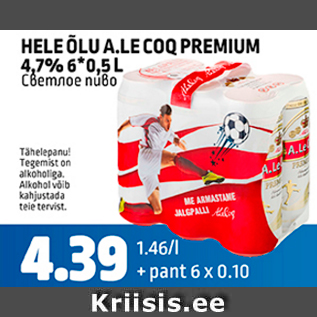 Allahindlus - HELE ÕLU A. LE COQ PREMIUM