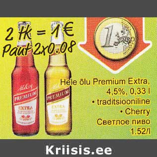 Allahindlus - Hele õlu Premium Extra,