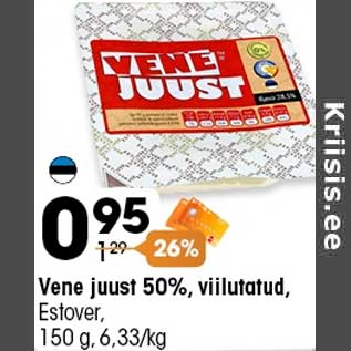 Allahindlus - Vene juust 50%, viilutatud, Estover,